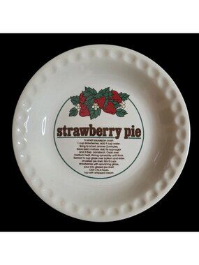 Vtg Mount Clemens Pottery Strawberry Pie Recipe 10" Ceramic Plate Dish